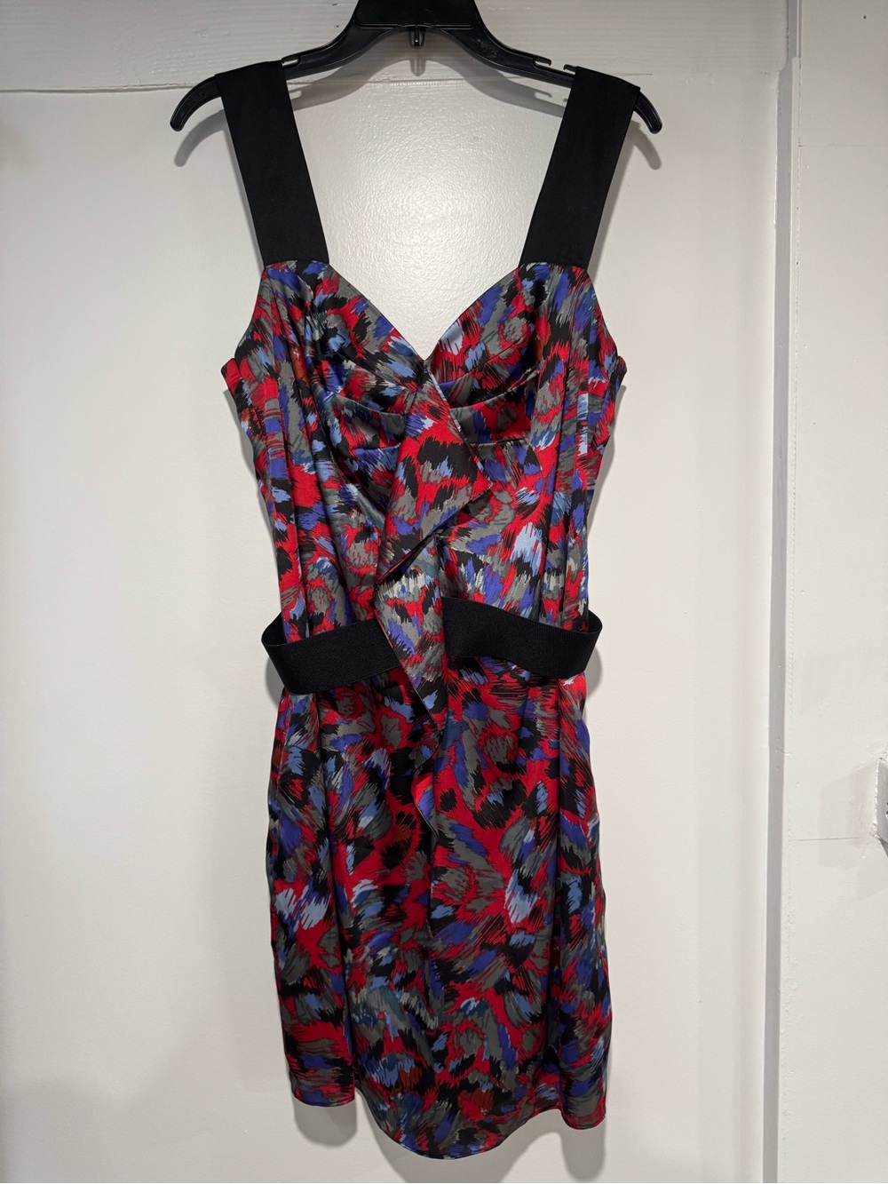 BCBGeneration Red, Blue & Black Abstract Print Dress